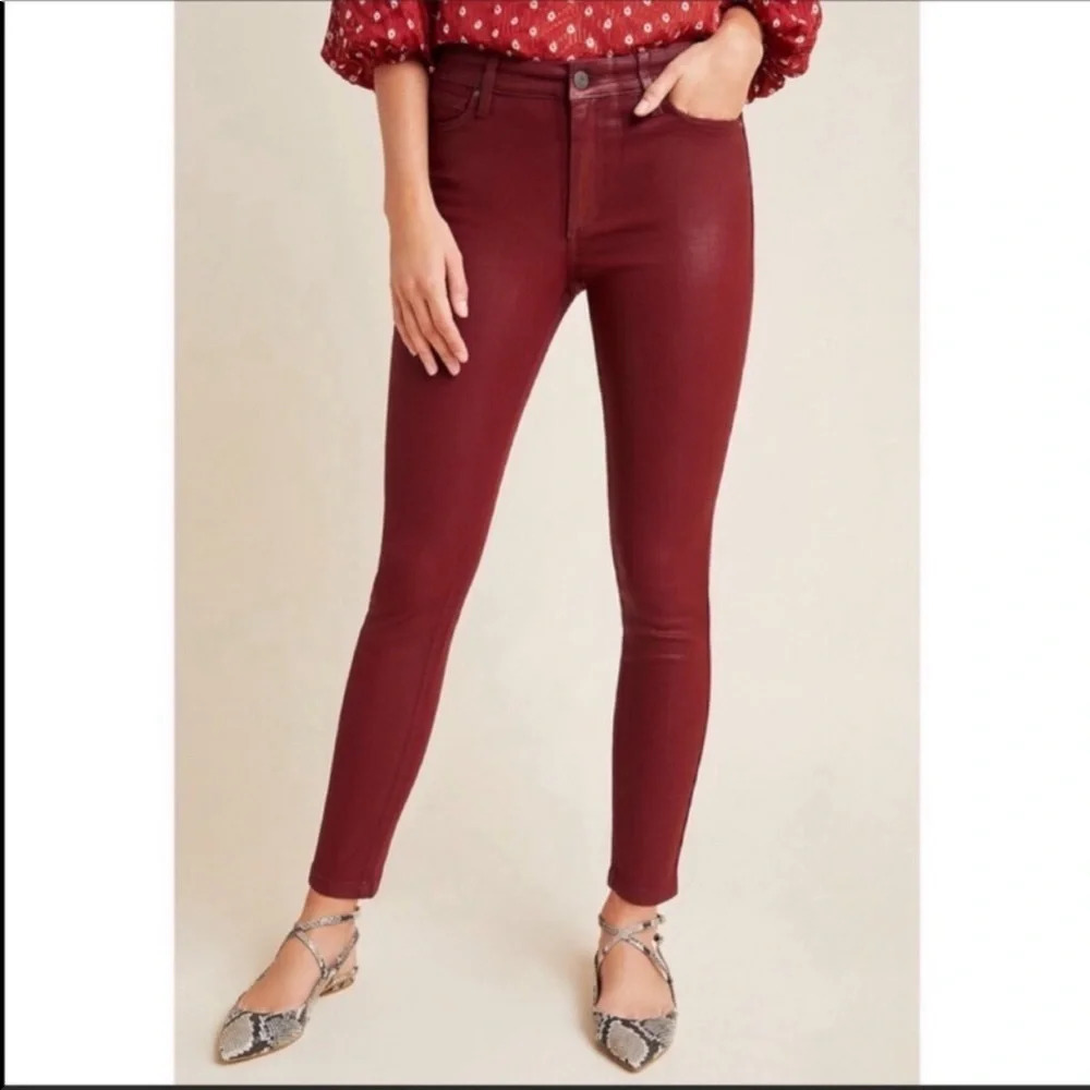 NWT Anthropologie Ella Moss High Rise Coated Skinny Ankle Jeans